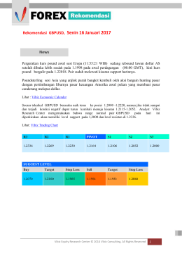 Rekomendasi GBPUSD, Senin 16 Januari 2017 News