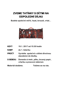 ZVEME TAT&Iacute;NKY S DĚTMI NA ODPOLEDN&Iacute; D&Iacute;LNU