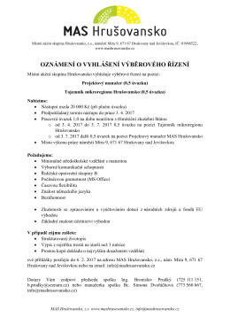 Oznámení o vyhlášení výběrového řízení na nového tajemníka