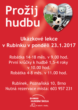 Ukázkové lekce v Rubínku v pondělí 23.1.2017