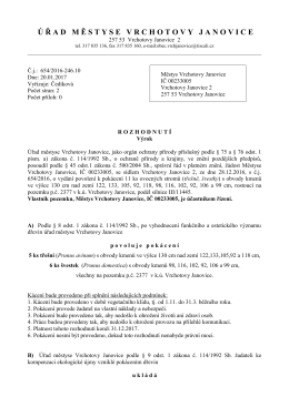 Povolení kácení - Městys Vrchotovy Janovice