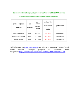 Přehled oznámení osobám s trvalým pobytem na
