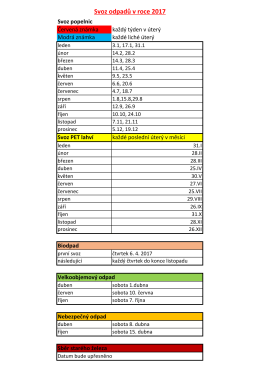 termíny svozů v roce 2017 ZDE