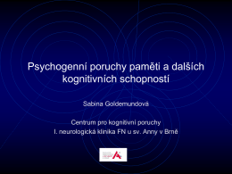 Sabina Goldemundová: Psychogenní poruchy paměti