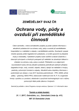 Ochrana vody, půdy a ovzduší při zemědělské činnosti