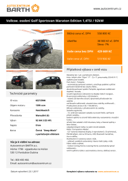 Volksw. osobní Golf Sportsvan Maraton Edition 1,4TSI / 92kW