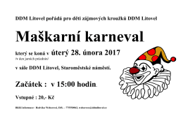 který se koná v úterý 28. února 2017 Začátek : v 15:00 hodin.