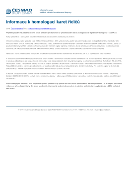 Informace k homologaci karet řidičů