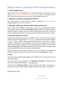 Obsluha webu a souvisej&iacute;c&iacute; informace webmastera