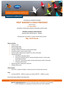 P&Aacute;DY SENIORŮ A JEJICH PREVENCE
