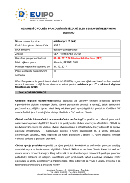 OZNÁMENÍ O VOLNÉM PRACOVNÍM MÍSTĚ ZA - euipo