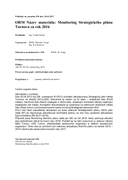 ORM Název materiálu: Monitoring Strategického plánu Turnova za