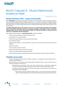 Modul Pokladna (EET)