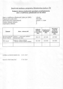 Souhrnná zpráva o prooramu MinÍsterstva ku|turv ČR