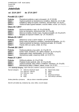 Jídelní lístek 23. 1.