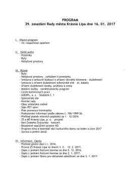 PROGRAM 39. zasedání Rady města Krásná Lípa dne 16. 01. 2017
