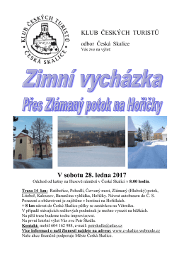 zimní vycházka přes zlámaný potok na hořičky