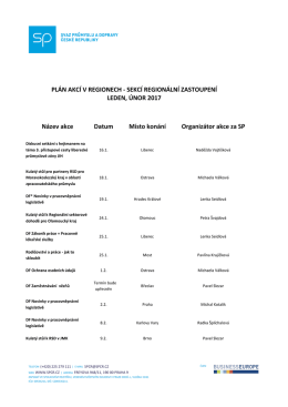 PLÁN AKCÍ V REGIONECH - SEKCÍ REGIONÁLNÍ ZASTOUPENÍ