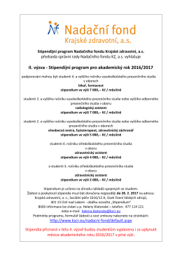II. výzva - Stipendijní program pro akademický rok 2016/2017