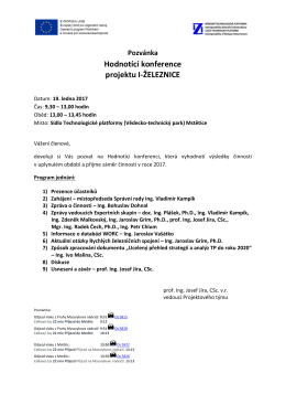 Pozvánka Hodnotící konference projektu I