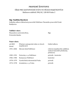 PROFESNÍ ŽIVOTOPIS ÚŘAD PRO ZASTUPOVÁNÍ STÁTU VE