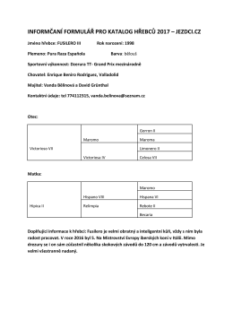 informčan&iacute; formul&aacute;ř pro katalog hřebců 2017
