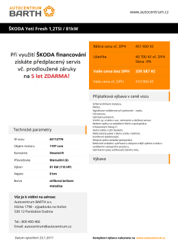 ŠKODA Yeti Fresh 1,2TSI / 81kW