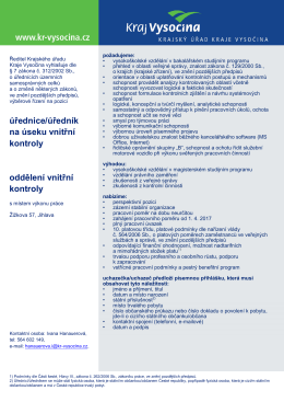 &Uacute;řednice/&uacute;ředn&iacute;k na &uacute;seku vnitřn&iacute; kontroly oddělen&iacute;