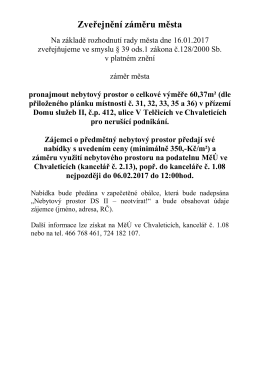 Záměr města - Chvaletice