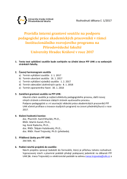 Interní grantová soutěž v rámci IRP UHK na PřF UHK v roce 2017