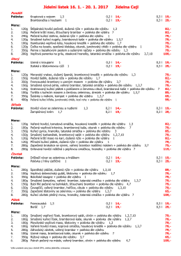 Jídelníček 3 týden 2017