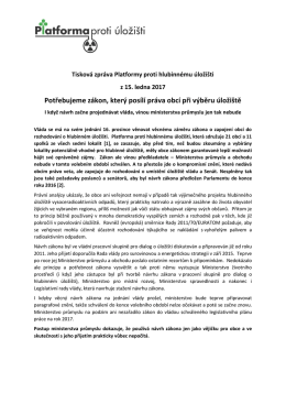Tisková zpráva platformy 15 leden 2017
