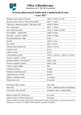 Seznam plánovaných kulturních a společenských akcí
