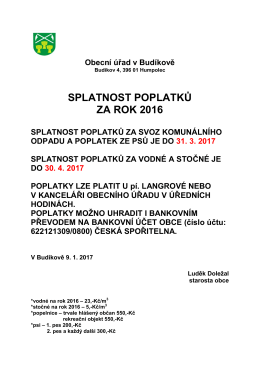 Splatnost poplatků za rok 2016