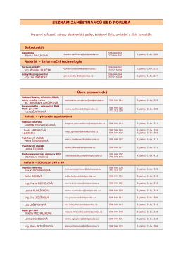 pracovní zařazení, číslo kanceláře včetně kontaktů