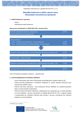 Metodika hodnocení a výběru operací výzvy Dlouhodová