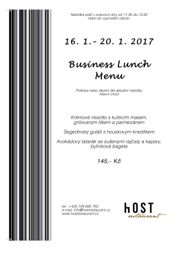 Hlavní chod + Předkrm/Dezert: 145,- Kč