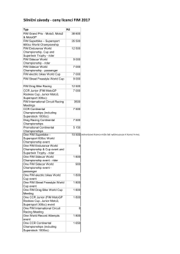 Silniční závody - ceny licencí FIM 2017