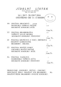 Jídelníček 16.1.