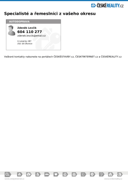 Specialisté a řemeslníci z vašeho okresu