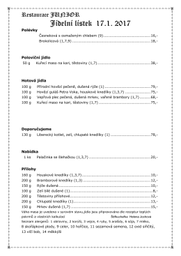 Jídelní lístek 17.1. 2017