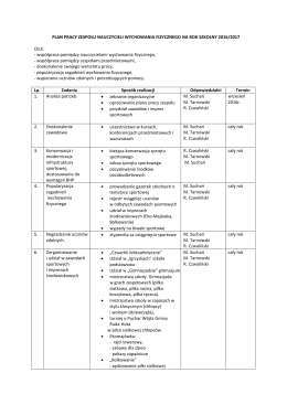 Plan pracy zespołu wychowania fizycznego