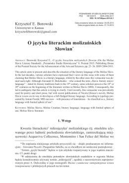 O jezyku literackim molizanskich Słowian (PDF Available)