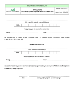 upoważnienie do dostępu (odbioru) dokumentacji medycznej