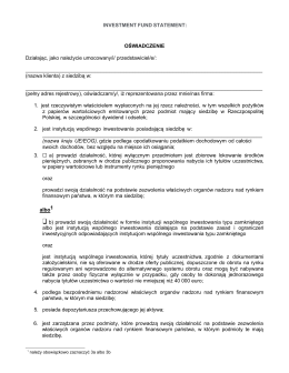 INVESTMENT FUND STATEMENT
