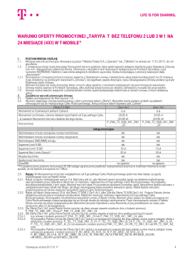 Warunki Oferty Promocyjnej „Taryfa T bez telefonu 2 lub 3 - T