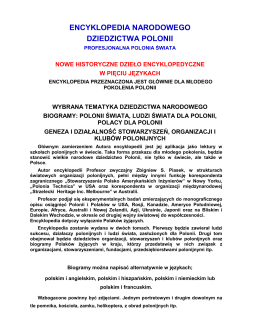 ENCYKLOPEDIA NARODOWEGO DZIEDZICTWA POLONII