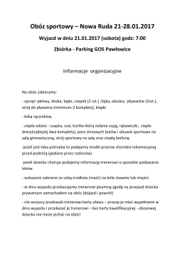 Obóz sportowy – Nowa Ruda 21-28.01.2017