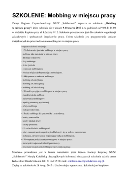 SZKOLENIE: Mobbing w miejscu pracy