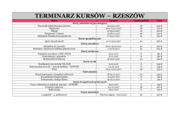 terminarz kursów – rzeszów
